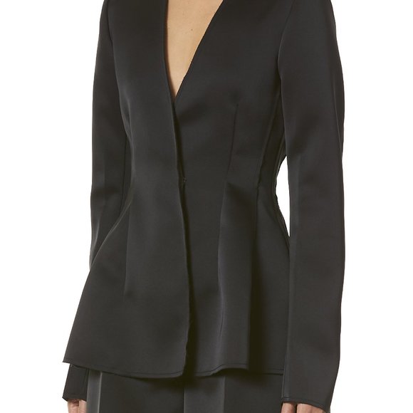 Carolina Herrera Double-bonded Satin Suit Jacket Black - Picture 2 of 7